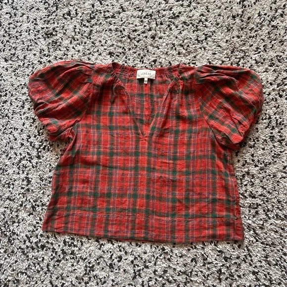 The Great. The Bell Top in Holly Plaid Size 1 - Picture 2 of 5